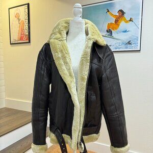 Men’s Shearling Aviator Leather Jacket: RAF B3 Bomber, Real Sheepskin